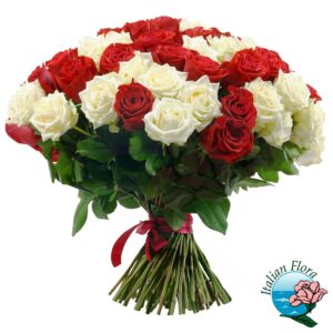 24 rose rosse e bianche