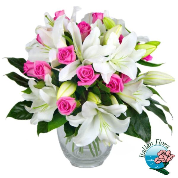 bouquet con gigli e rose