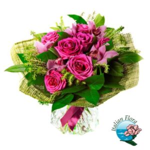 bouquet di rose e orchidee