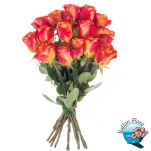 Bouquet di 15 rose arancio
