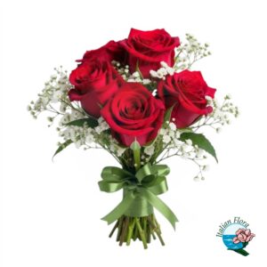 Mazzo di 5 rose rosse