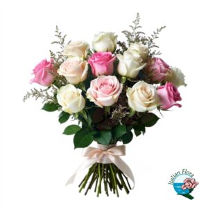 Mazzo di rose bianche e rosa