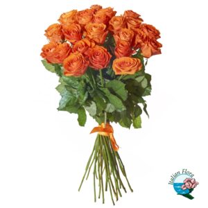 mazzo di 24 rose arancio