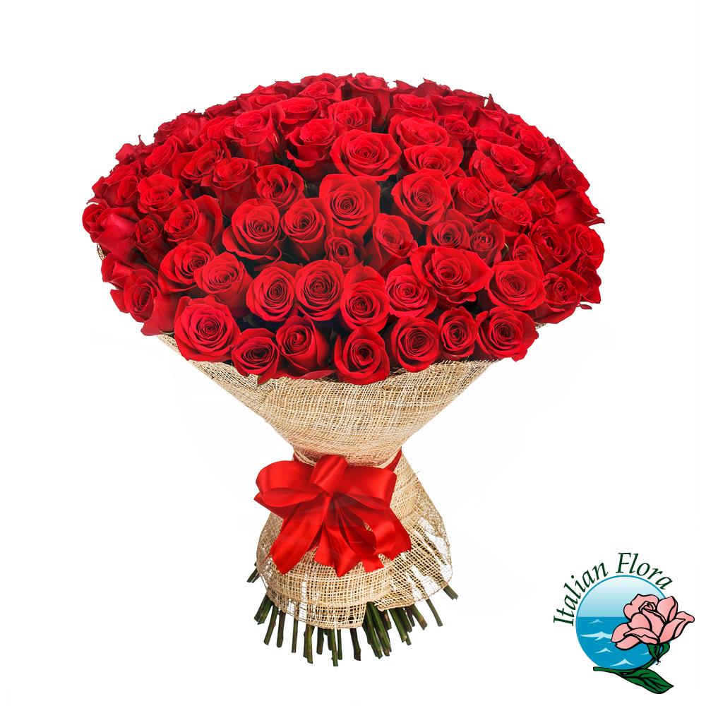 Mazzo di 100 rose rosse