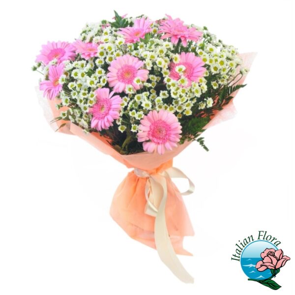bouquet-gerbere-rosa-e-margherite-bianche
