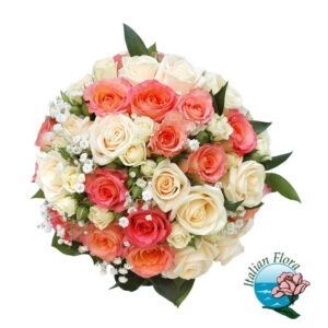 bouquet di rose crema e salmone