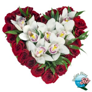 Cuore di rose e orchidee
