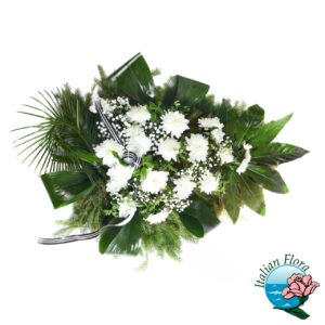 Palma funebre di fiori bianchi