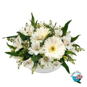 Ciotola di fiori bianchi