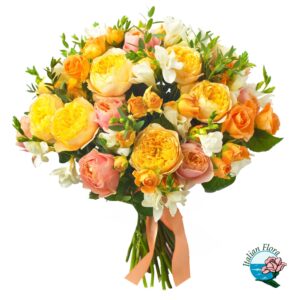 Bouquet di peonie gialle e arancio