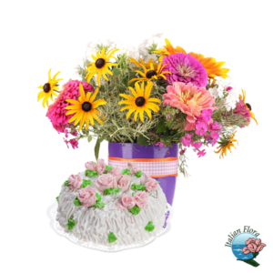 Bouquet primaverile con torta alla panna