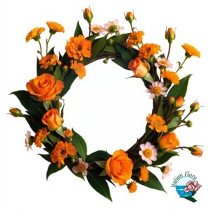 Corona di Alloro per Laurea con fiori arancio